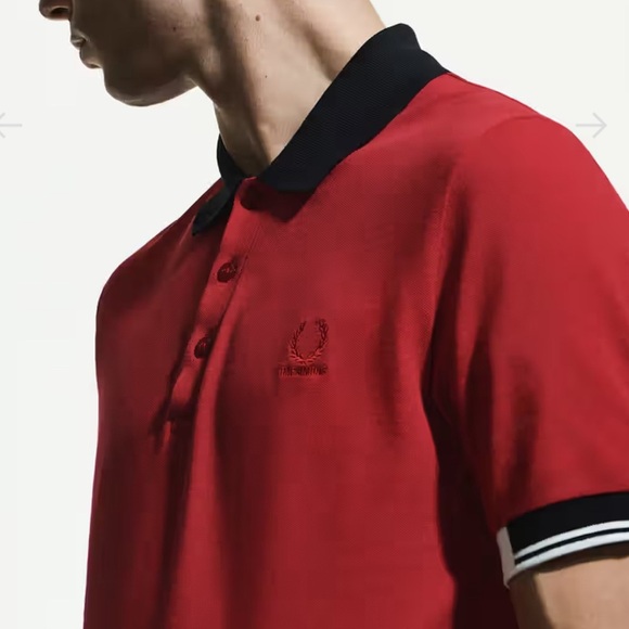 Raf Simons X Fred Perry Tipped Cuff Polo England Red Size 44/Large New With Tags - Picture 4 of 13